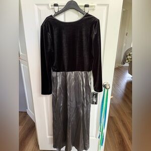 Vintage Molly Malloy Womens Evening Dress 12 Velvet Bodice Metallic Silver Skirt